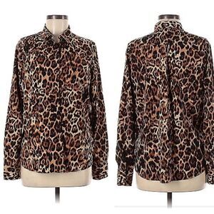 Lemon Tart Leopard Print Top Blouse Large